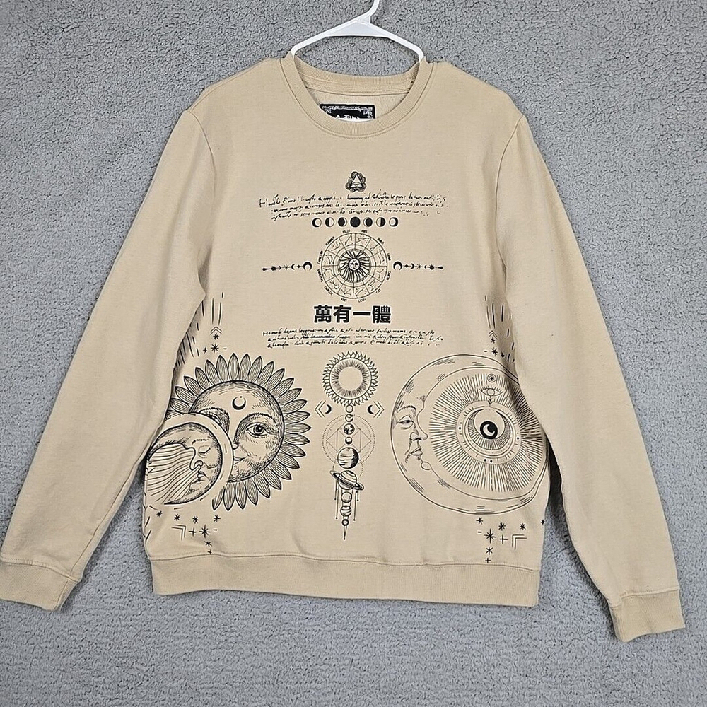Blind Rooster Sz L Mens Graphic Wraparound Crewneck Sweatshirt Fields of Rye/One